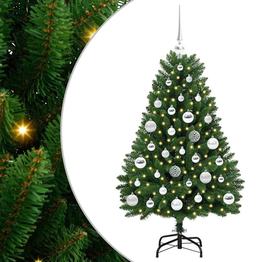 Sapin de noël artificiel 120 cm 150 led blanc chaud vert