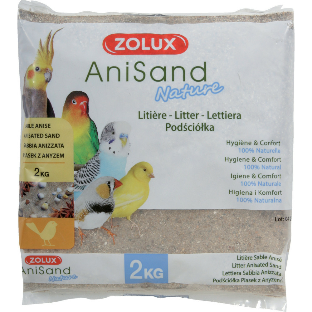Sable anisand nature litière 2 kg pour oiseaux