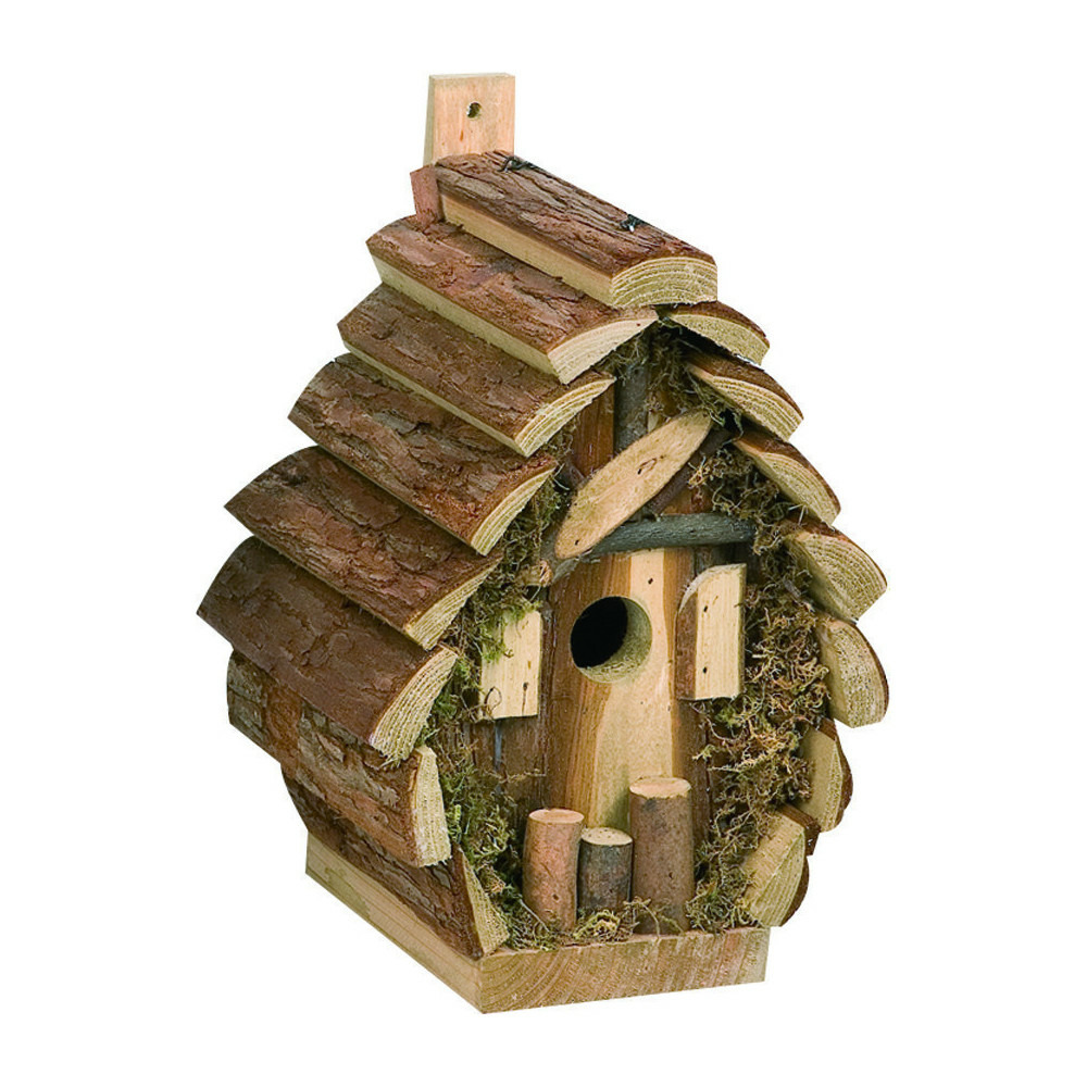 Nichoir cortesa rondo,18 x 14. 5 x 24 cm pour oiseaux, bois naturel.