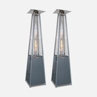 Lot de 2 chauffages d'extérieur - sweden - parasols chauffants gaz pyramide. Design. Véritable flamme. Roulettes incluses