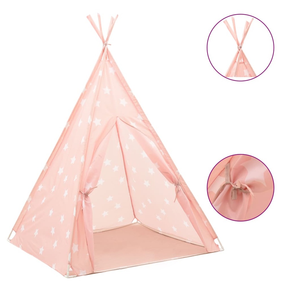 Tente tipi pour enfants avec sac polyester rose 115x115x160 cm