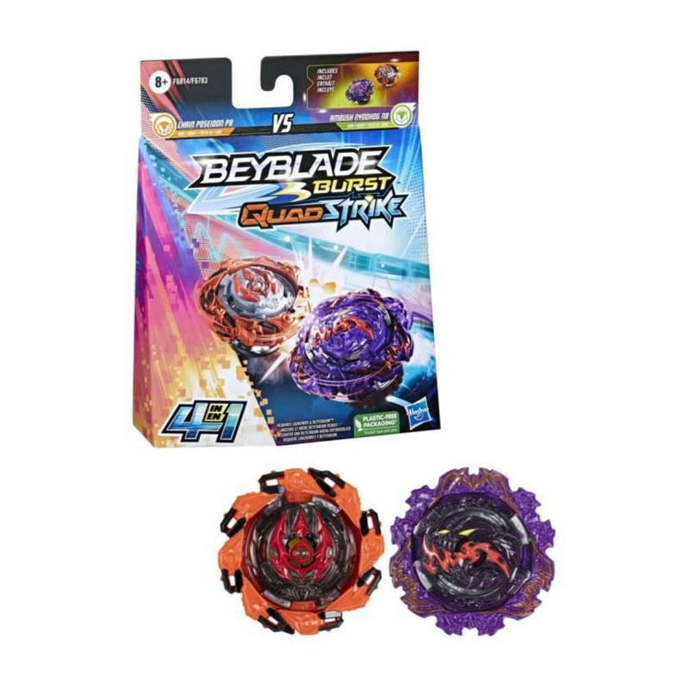 Beyblade burst quadstrike dual pack ambush nyddhog et chain poseidon