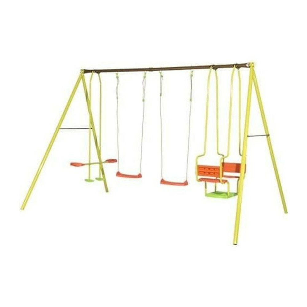 Portique métal - 2,20m - 2 balançoires, 1 face a face et 1 nacelle - mirapou