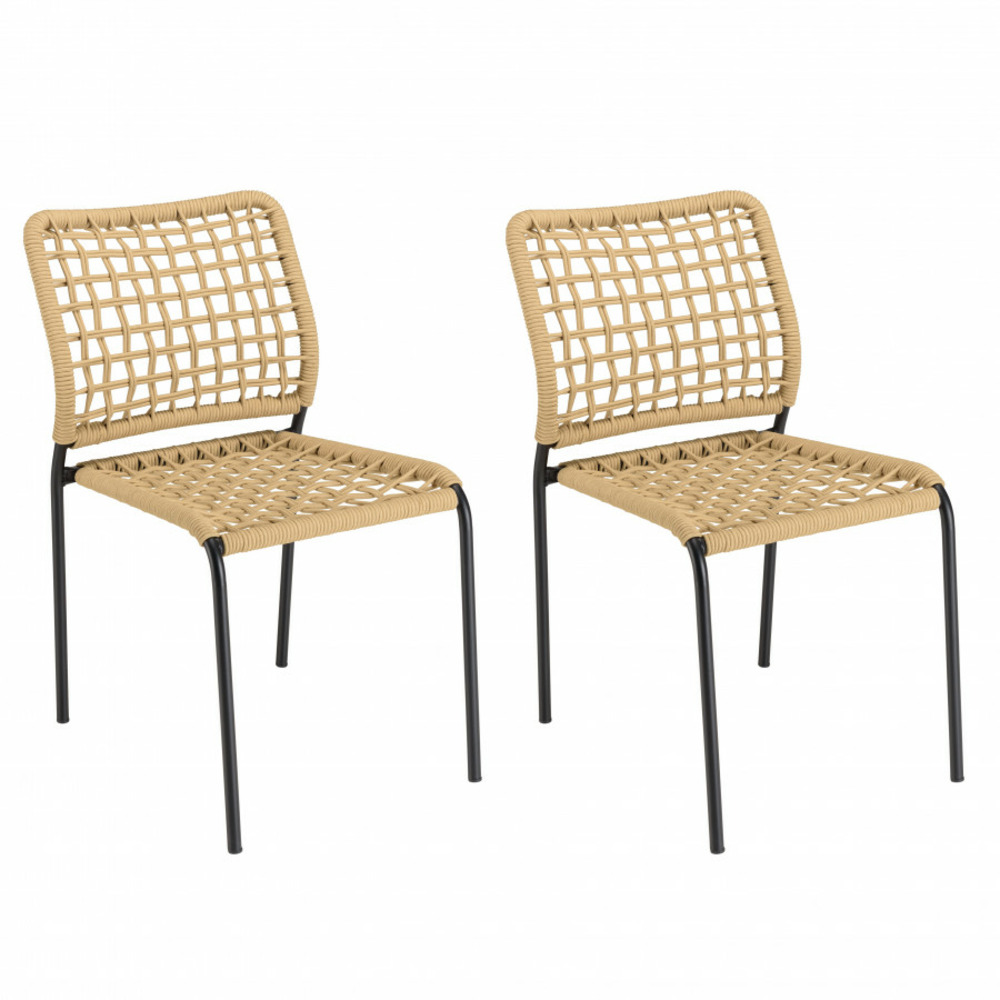 Lot de 2 chaises de jardin en cordage tressé beige