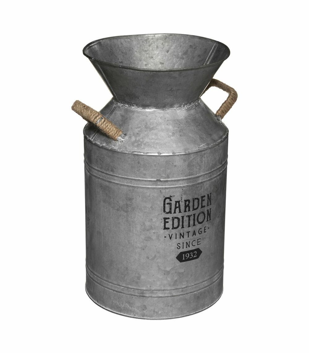 Pot à lait décoratif en zinc vintage h 37 cm