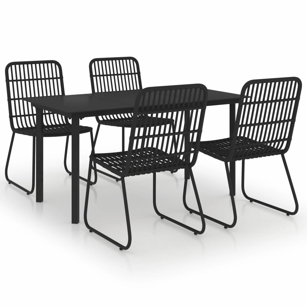 Ensemble à dîner d'extérieur 5 pcs résine tressée et verre