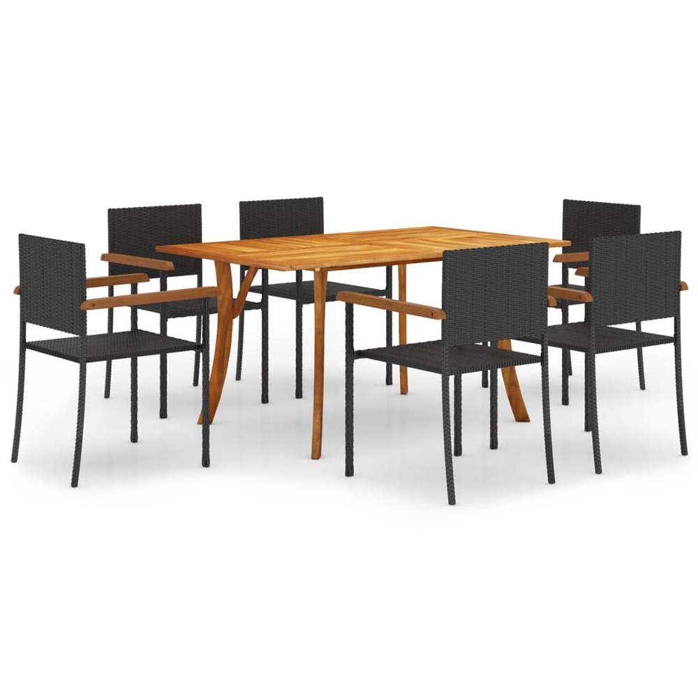 Ensemble de salle à manger de jardin 7 pcs noir