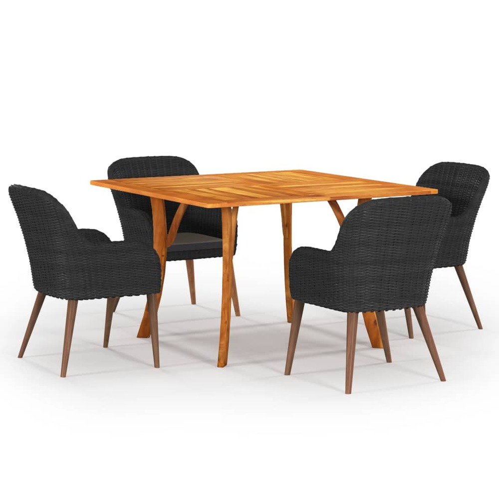 Ensemble de salle à manger de jardin 5 pcs noir