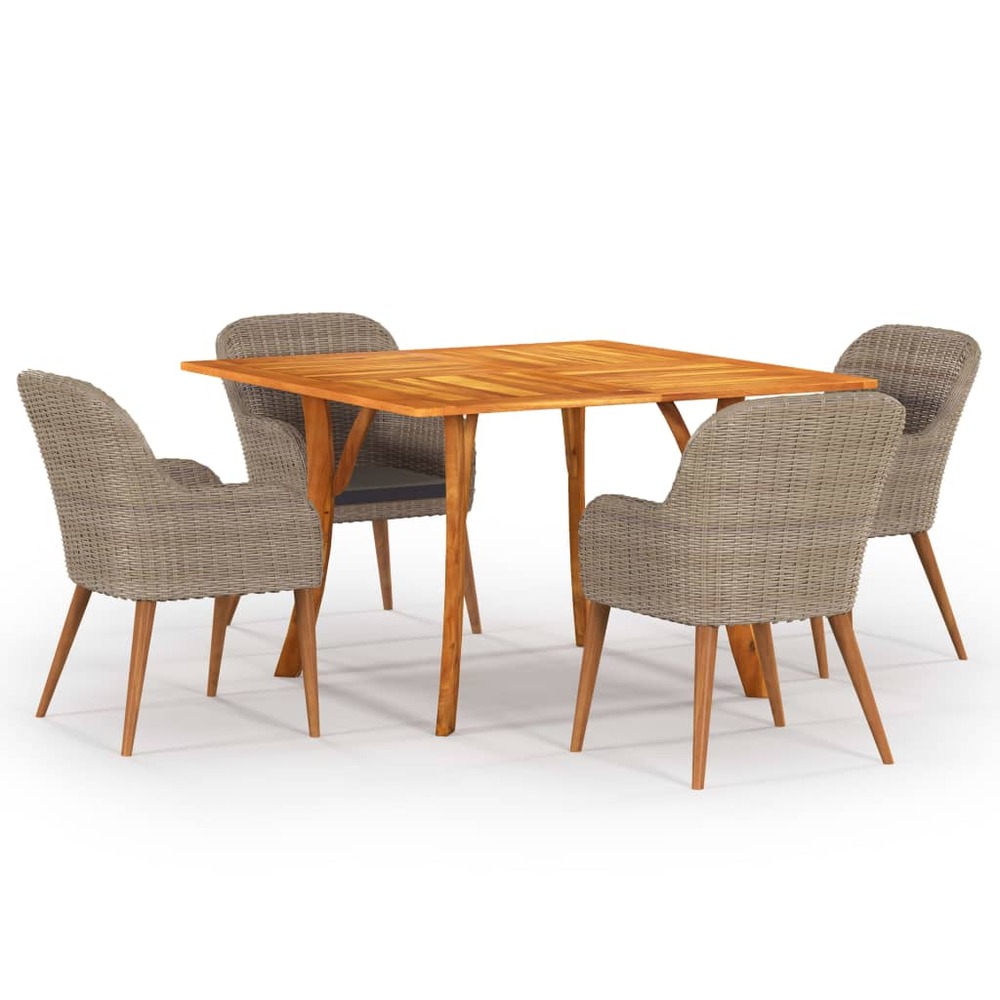 Ensemble de salle à manger de jardin 5 pcs marron