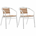 Chaises empilables de jardin 2 pcs aluminium et wpc argenté
