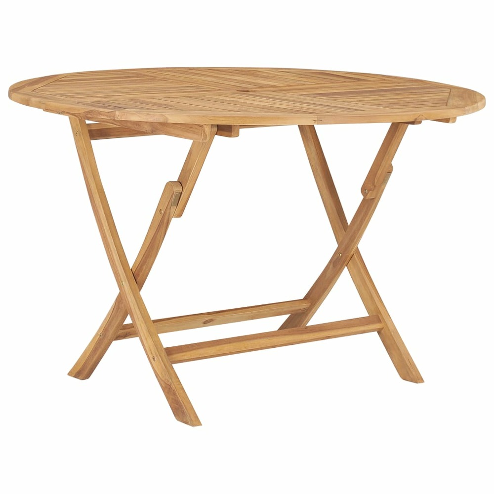 Table pliable de jardin ø 120 cm bois de teck solide