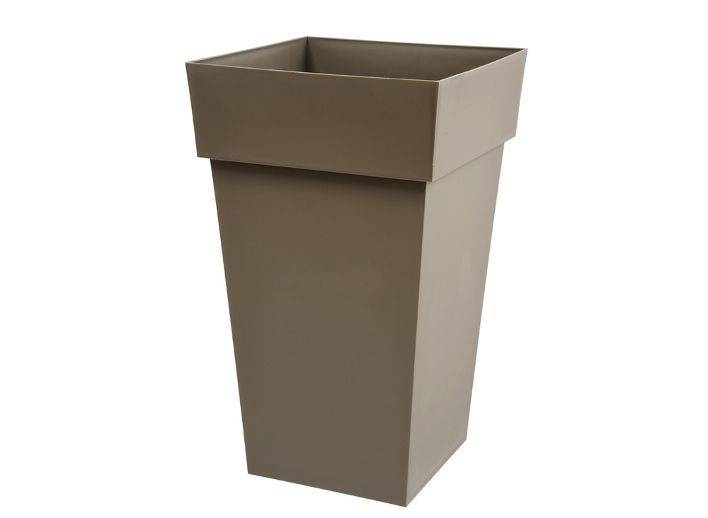 Pot de fleur carré toscane 39 x h. 65 cm - taupe
