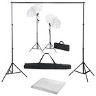 Kit de studio photo avec toile de fond lampes et parapluies