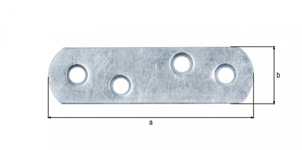 Platine d'assemblage bouts ronds zinguée 16x60