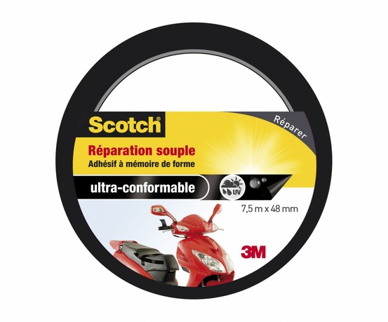 Adhésif scotch réparation une face souple multiusage l.7.5 m x l.48 mm, noir