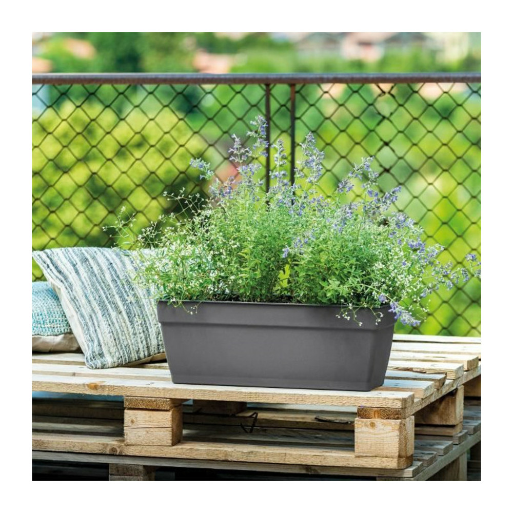 Bac à Fleurs Muret Sav R Anthracite Avec Réserve D'eau 79cm Deroma