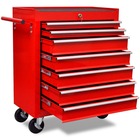 Chariot à outils d'atelier avec 7 tiroirs rouge