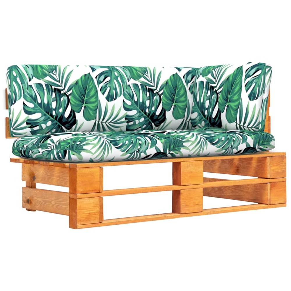 Canapé d'angle palette de jardin marron miel bois pin imprégné