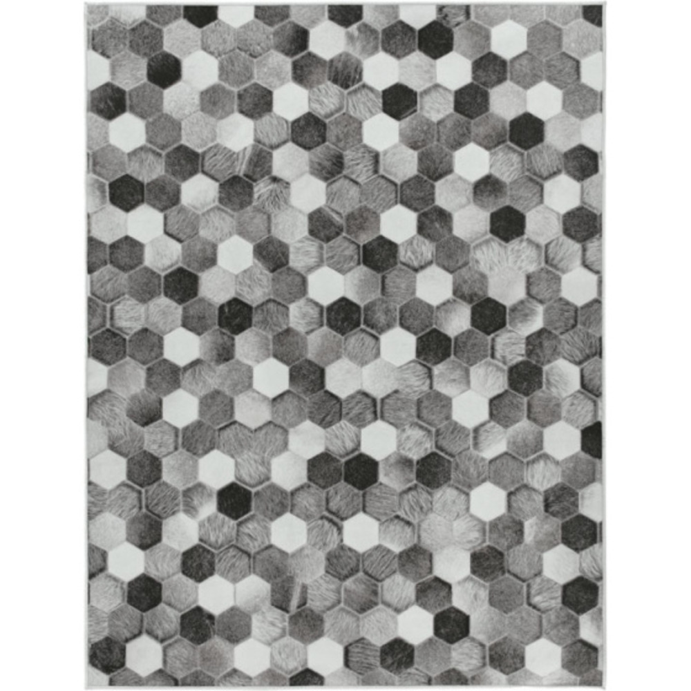 Tapis toucher soft - imprimé peau de vache - patchwork gris - 60 x 90 cm