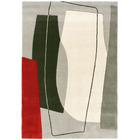 Tapis de salon design - seventies - formes rouges et grises - 160 x 230 cm