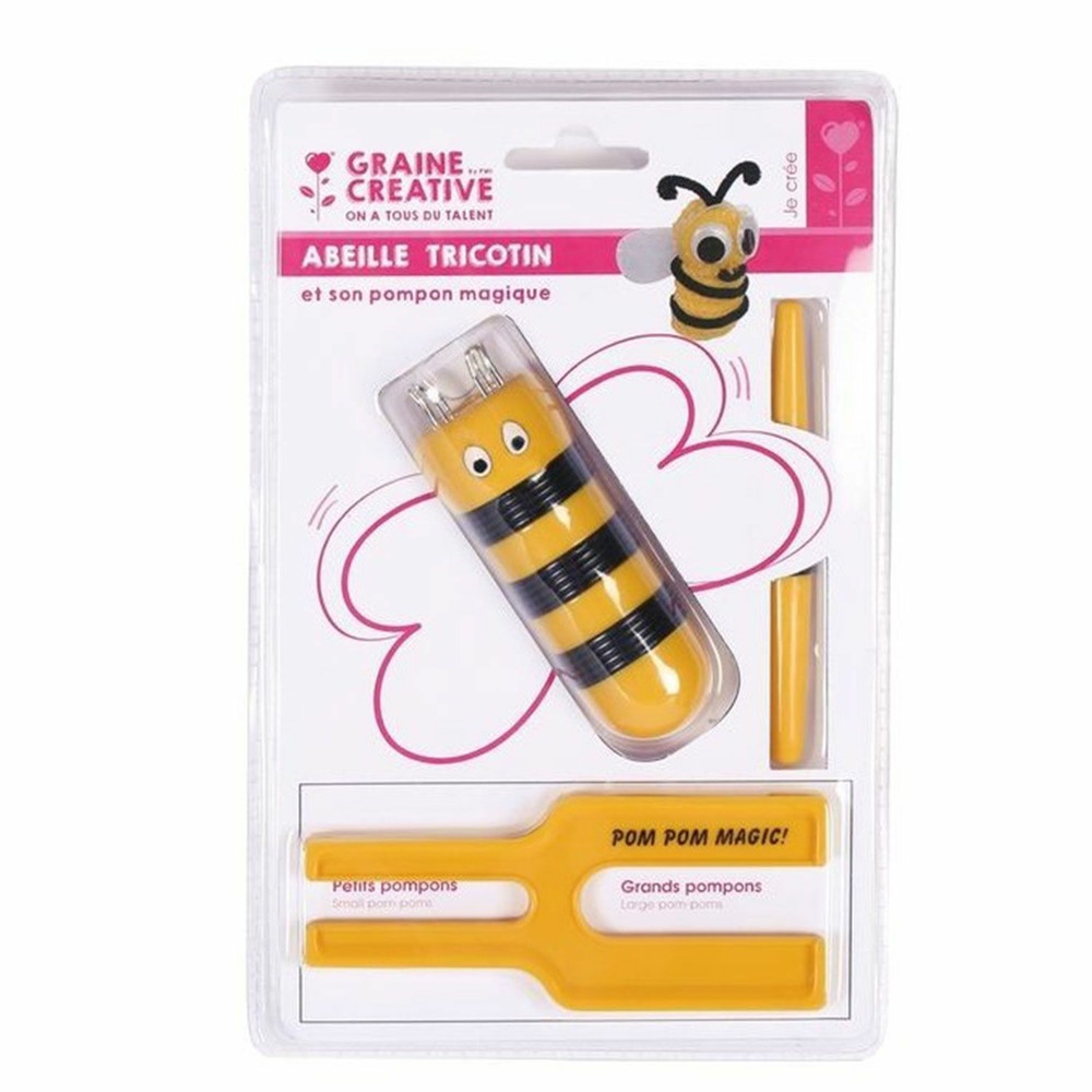 Tricotin abeille avec pompon magique