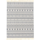 Tapis en coton blanc à franges - aztèque - motifs noir - 120 x 160 cm