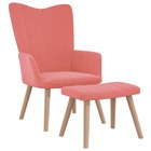 Chaise de relaxation avec repose-pied rose velours