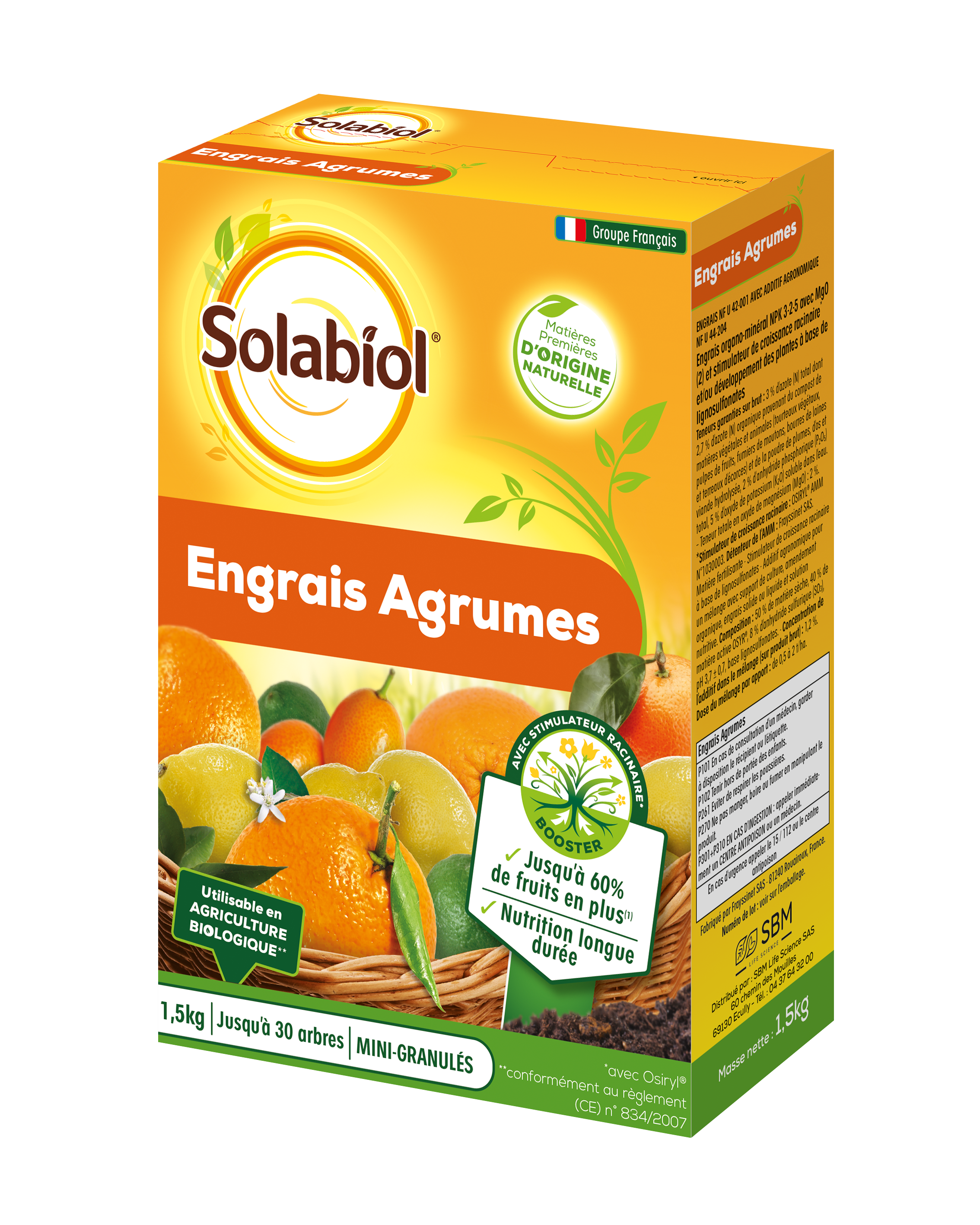 Soagy15 | engrais agrumes  | 1,5 kg | utilisable en agriculture biolog