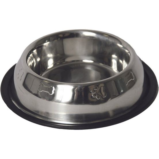 Gamelle antidérapantes pour chiens en inox avec motif os et pattes de chien