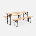 Table en bois 180cm avec 2 bancs – bayonne – esprit brasserie. Pliable. 6 personnes