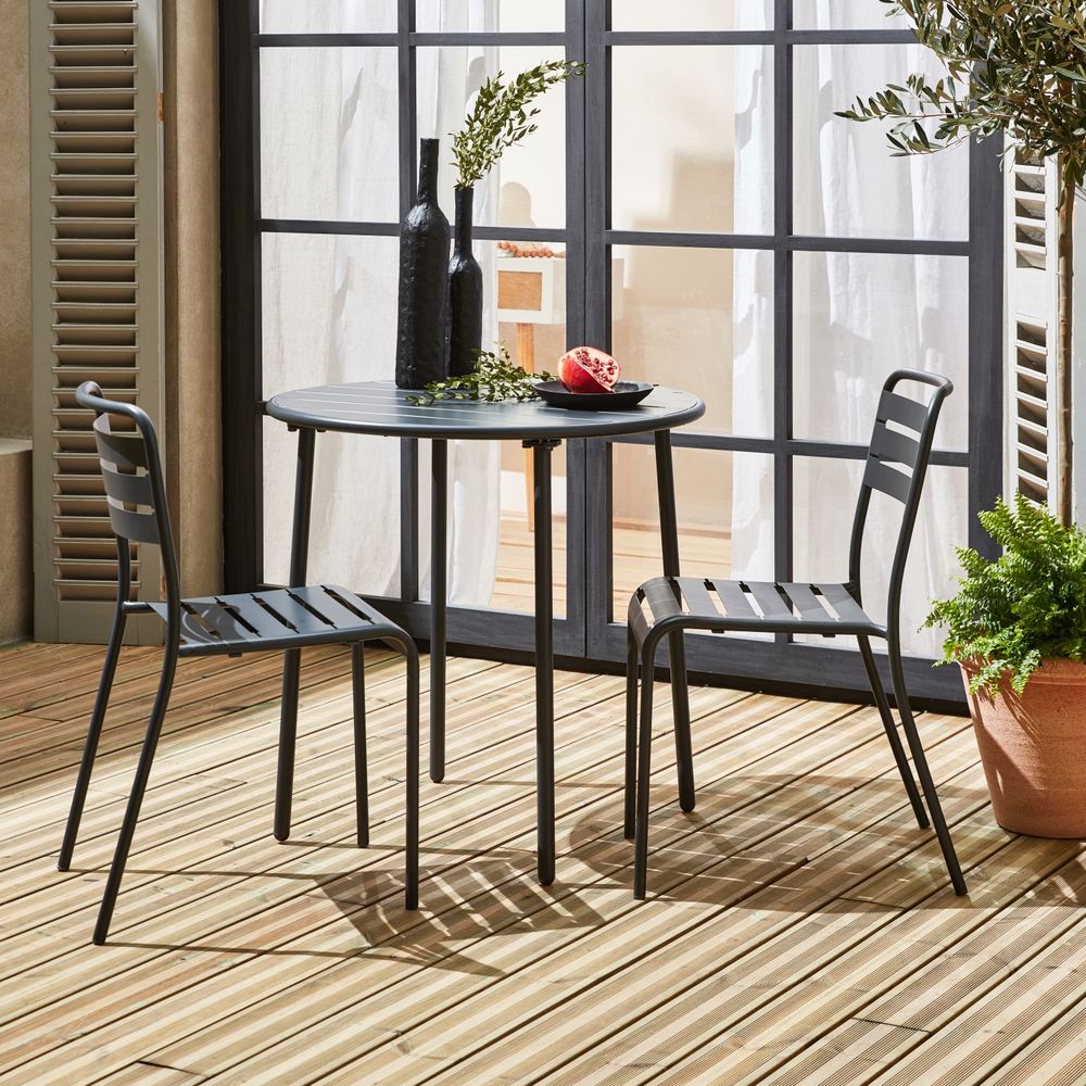 Table de jardin pliante métal 6 places. Terre de sienne. Amelia