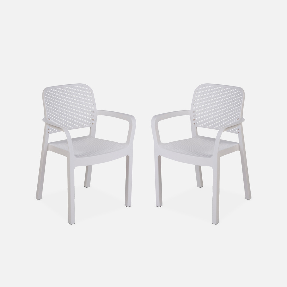 2 fauteuils de jardin en résine plastique imitation rotin - blanc - samanna
