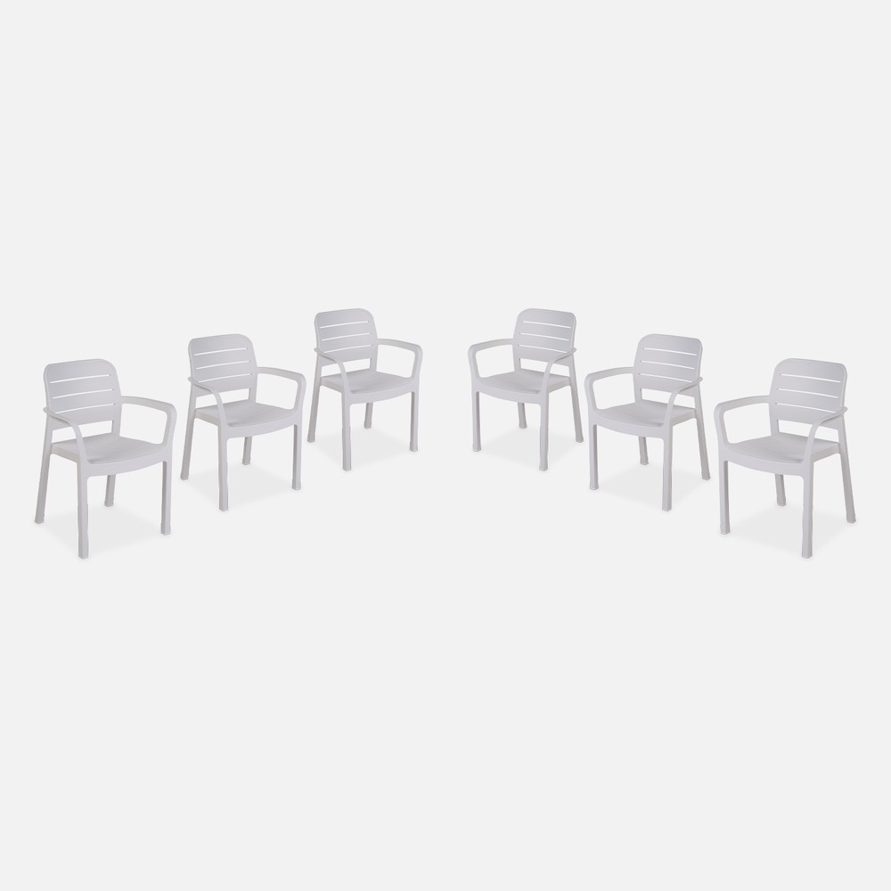 6 fauteuils de jardin en résine plastique injectée. Blanc - tisara