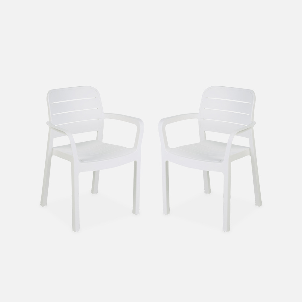 2 fauteuils de jardin en résine plastique injectée. Blanc - tisara