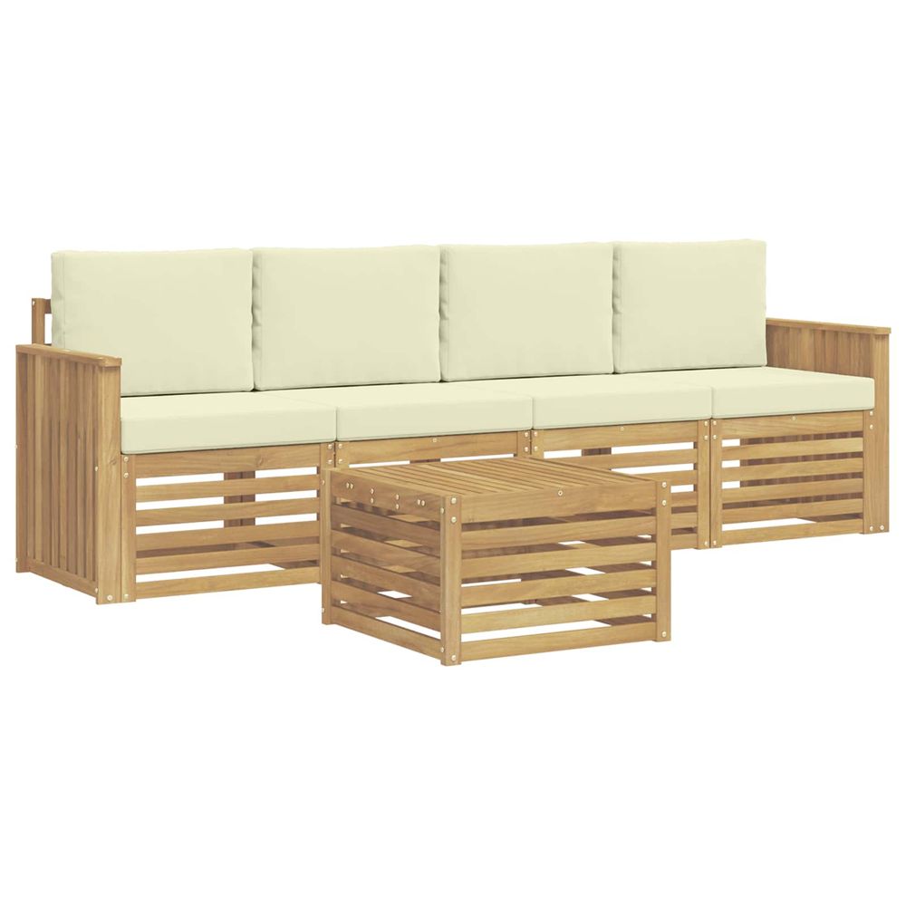 Ensemble de canapés d'extérieur 5 pc blanc et crème polyester