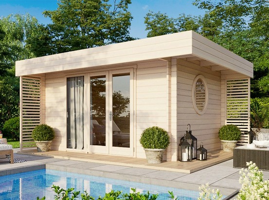 Chalet de jardin yaha 12m2 - bois naturel - epaisseur des murs : 44mm - terrasse - brise-vues - traité autoclave - abris de jardin