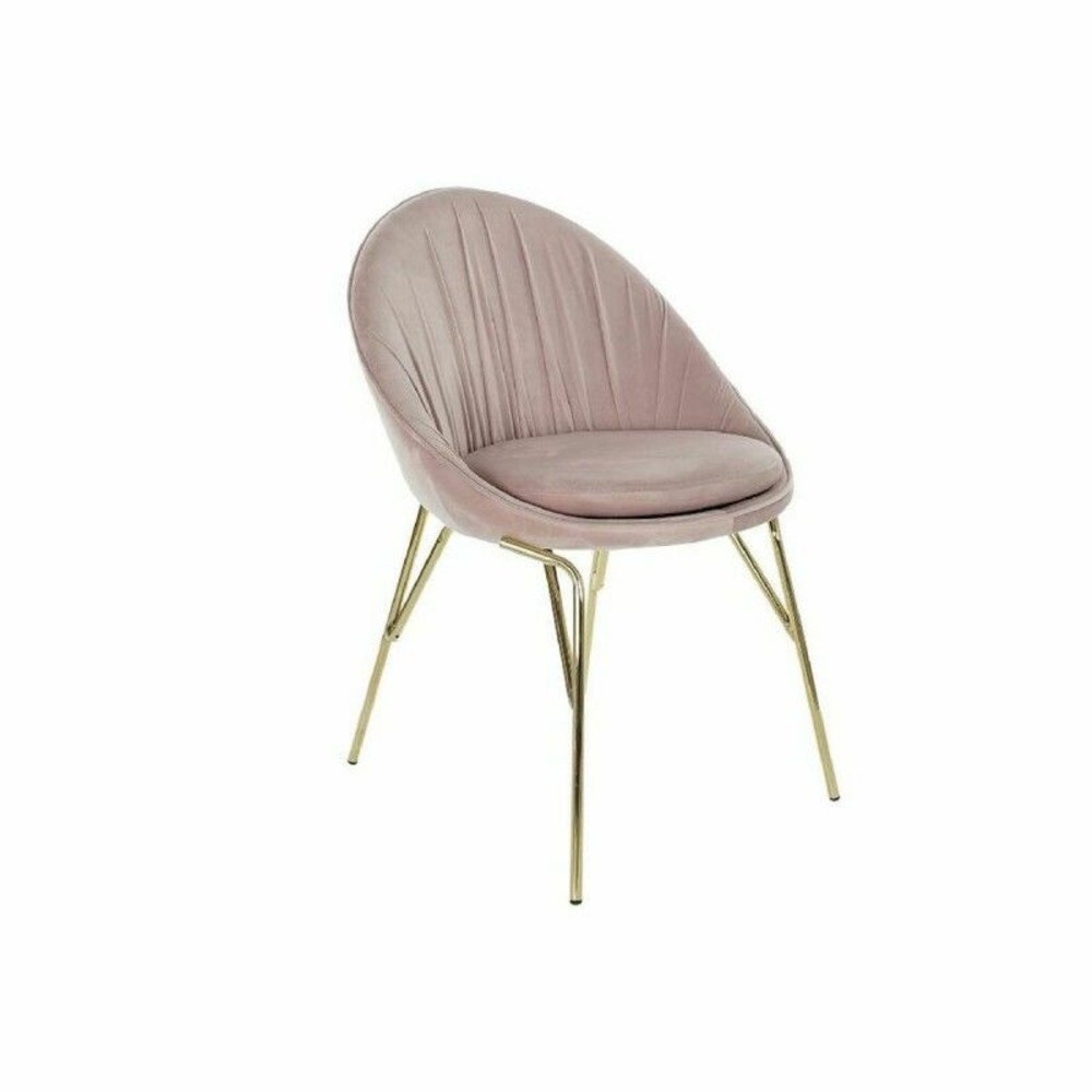 Chaise de salle à manger thyann rose doré métal polyester (60 x 60 x 85 cm)