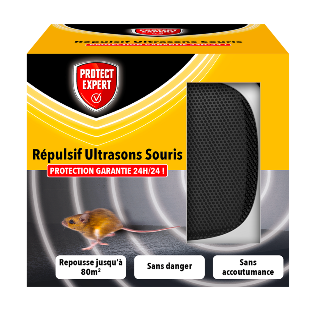Ultrasou - ultrason souris - répulsif à ondes pour souris - sans accoutumance - repousse jusqu'à 80m²