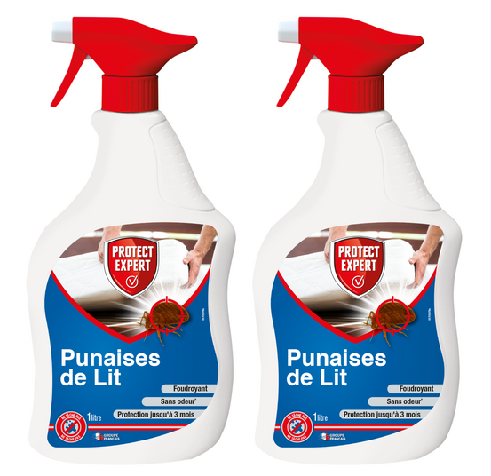 Lot de 2 spray anti-punaises de lits, foudroyant - prêt à l'emploi - 2x1l - ne tâche pas - efficacité longue duré, puissant