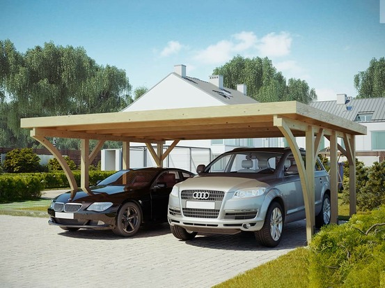 Carport bois palerme 2 voitures - 510 x 603 - abri pour voitures - bois des regions nordiques - pin traité autoclave