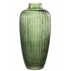 Vase à ligne en verre vert 16.5x35cm