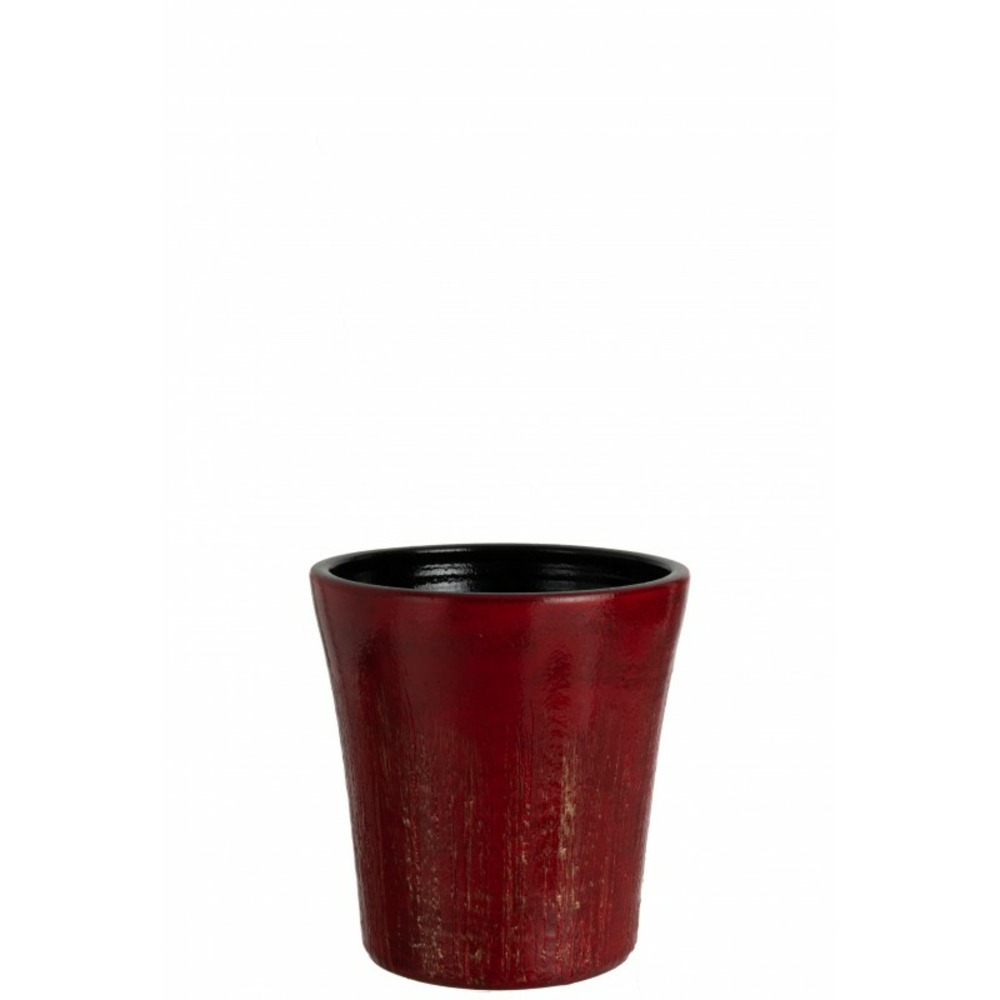 Cache-pot en céramique rouge 25.5x25.5x26 cm