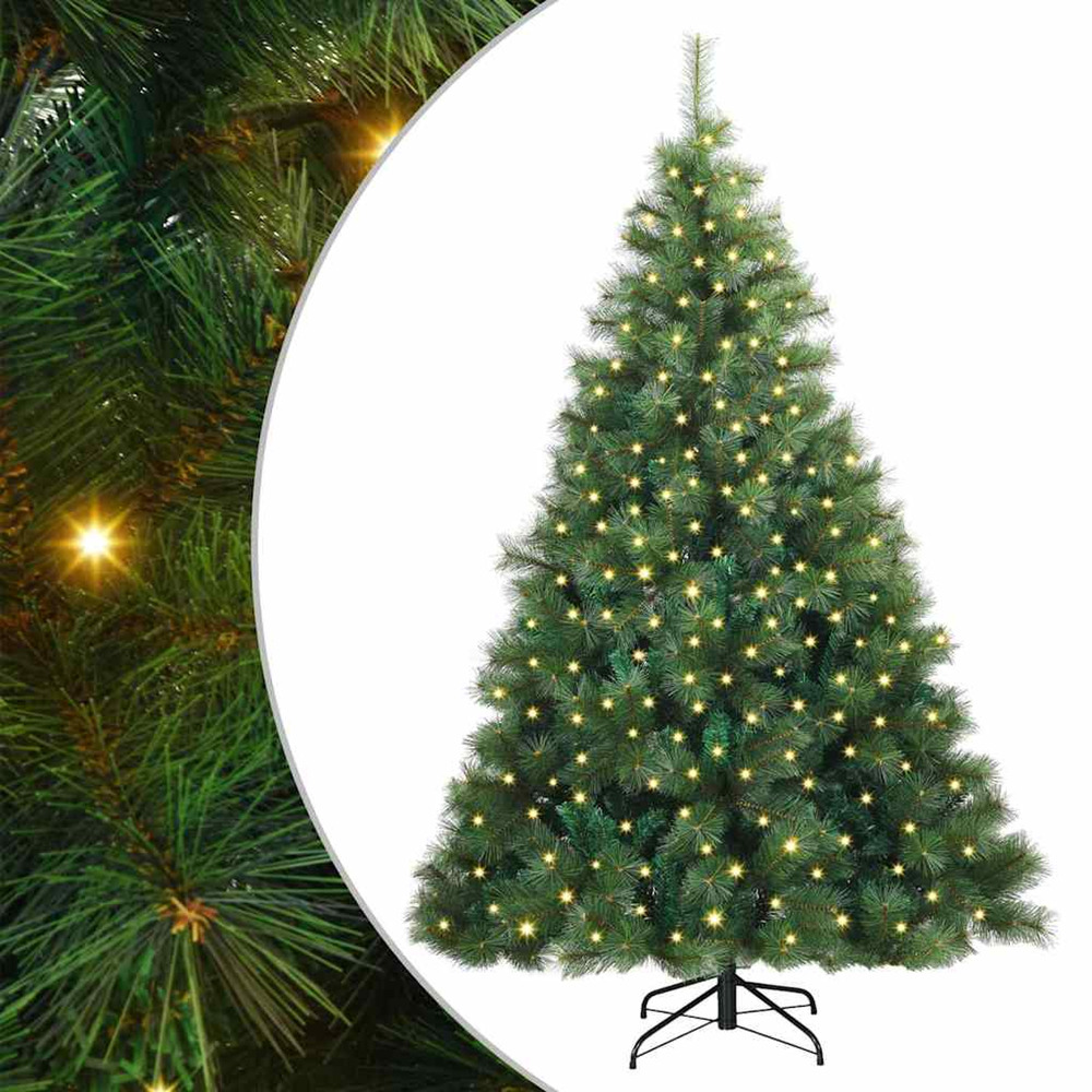 Sapin de noël artificiel avec 300 led vert 210 cm pe et pvc
