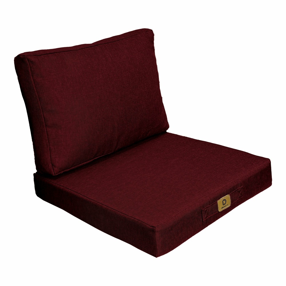 Coussins pour fauteuil effet lin déhoussable 50x50cm prune
