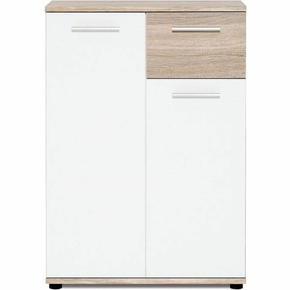 Meuble de rangement petit buffet - blanc mat et chêne sonoma - classique - 60 cm