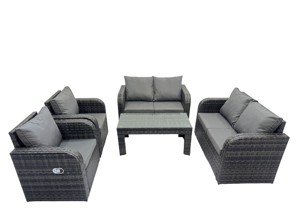 Ensembles de meubles de jardin 6 places ensemble de canapés en rotin avec table basse rectangulaire chaise inclinable