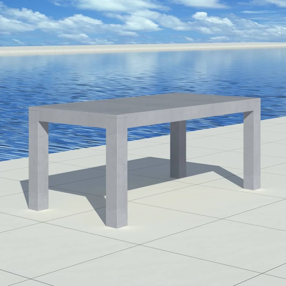 Table de jardin gris 180x90x75 cm béton