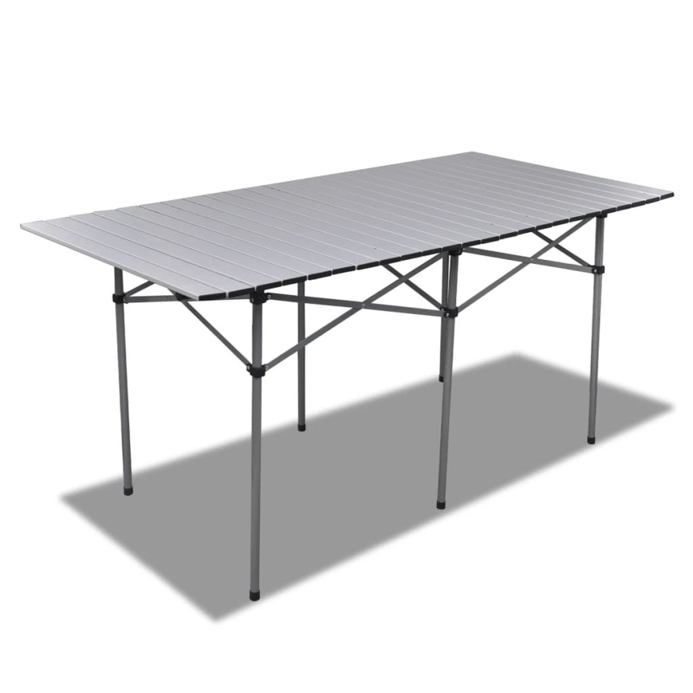 Table pliable de jardin gris 140 x 70 x 70 cm aluminium