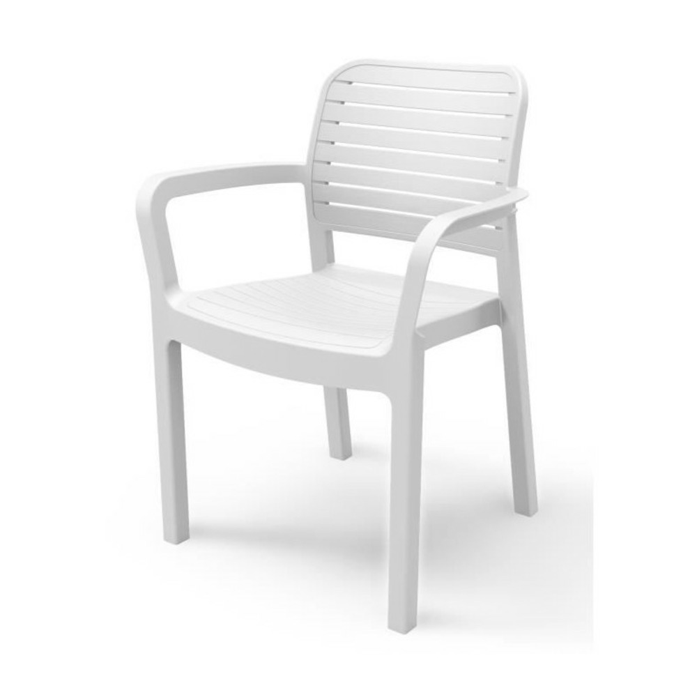 Lots de 6 fauteuils monoblocs coloris blanc - empilables en résine de synthese - allibert by keter - chloe