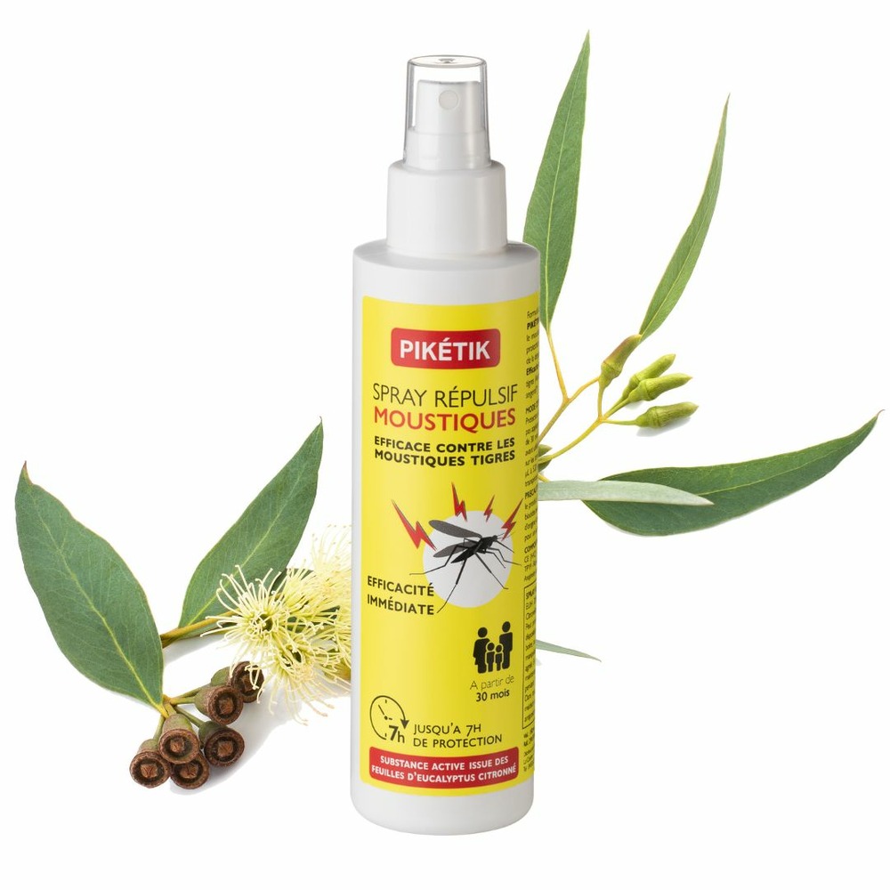 Spray Répulsif Moustiques piketik - actif feuilles eucalyptus citronné - 150 ml